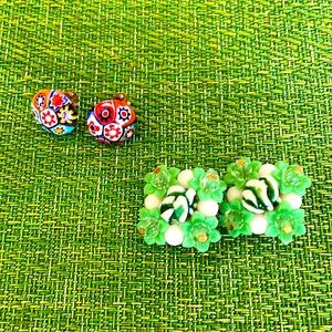 Two Pair Vintage Clip On Earrings